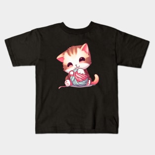 Cat with Yarn Kids T-Shirt